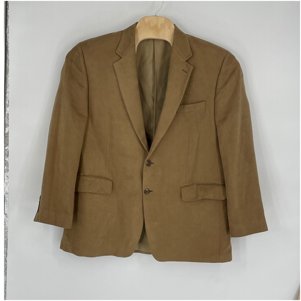 Excellent Unbranded Mens Blazer 44R Blazer Tan Faux Suede Two Button Sport Coat
